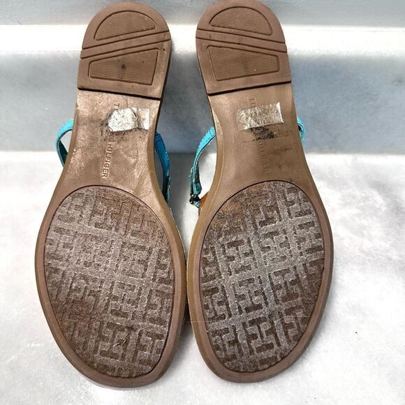 Tommy Hilfilger TWLannie M Slide Brown T Strap Sandals Size 7.5M - Picture 5 of 6